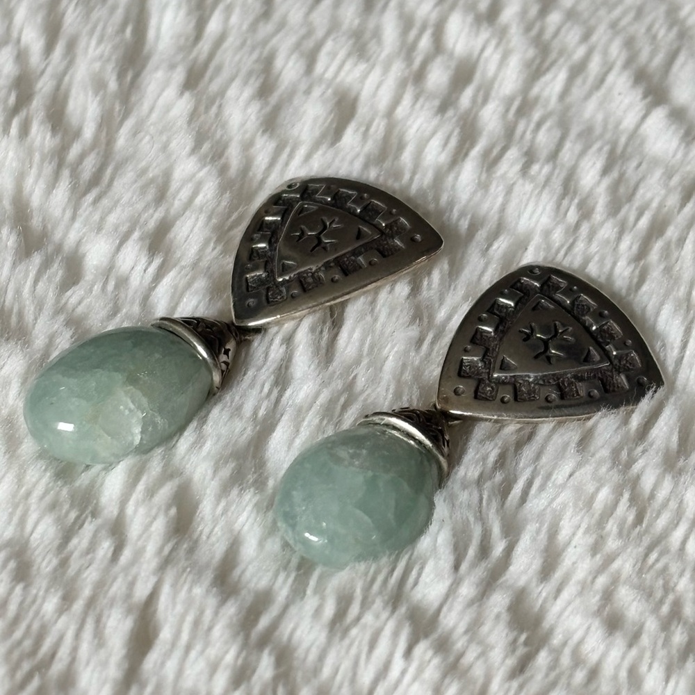 Carolyn Pollack Jade earrings made in 925 Sterling Silver. - Picture 3 of 5